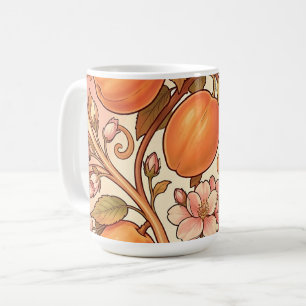Caneca De Café Ornamento de Flor de Pessegueiro Art Nouveau