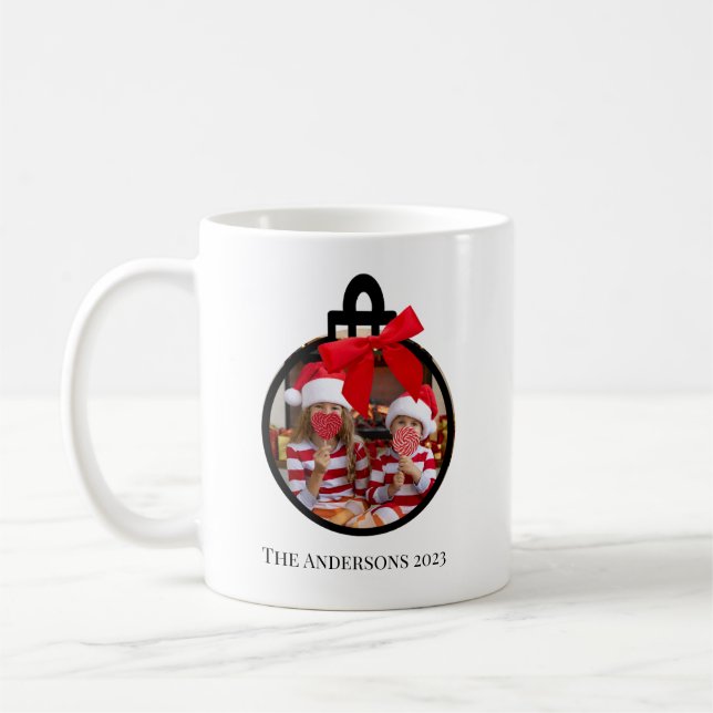 Caneca De Café Ornamento de Fotos de Natal Moderno (Esquerda)