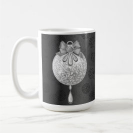 CANECA DE CAFÉ ORNAMENTO DE NATAL PRETO COM PRATA