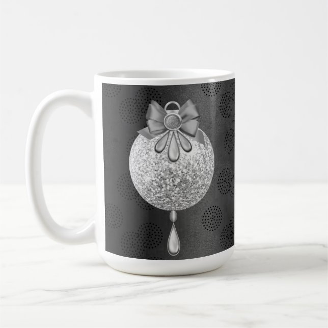 CANECA DE CAFÉ ORNAMENTO DE NATAL PRETO COM PRATA (Esquerda)
