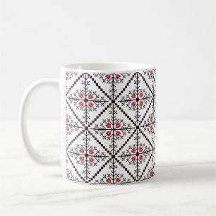 Caneca De Café ornamento de padrões descontínuo do folk ukraini