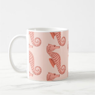 Caneca De Café Ornamento de rabo de cavalo: fundo rosa.