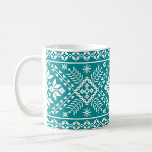 Caneca De Café Ornamento Étnico Folk Ucraniano Sem Costura