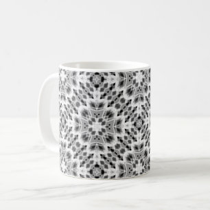 Caneca De Café Ornamento étnico geométrico preto e branco