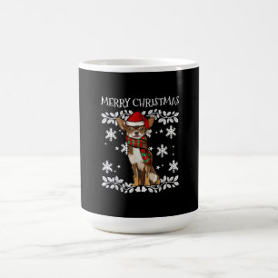 Caneca De Café Ornamento Feliz de Natal Brown Chihuahua Xmas