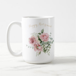 Caneca De Café Ornamento Floral de Aposentadoria Feliz