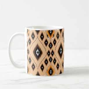Caneca De Café Ornamento geométrico do folclore Ikat. Etnia triba