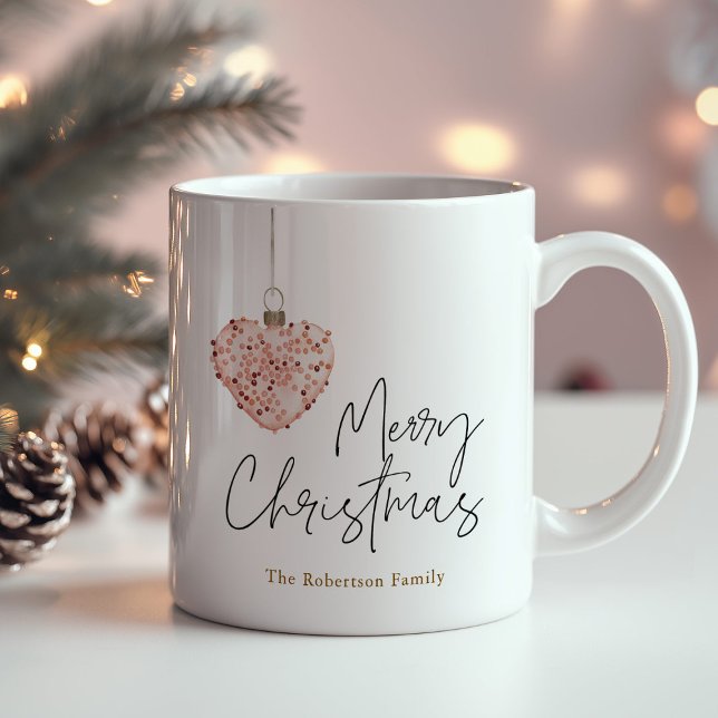 Caneca De Café Ornamento Mínimo do Coração de Natal (Criador carregado)