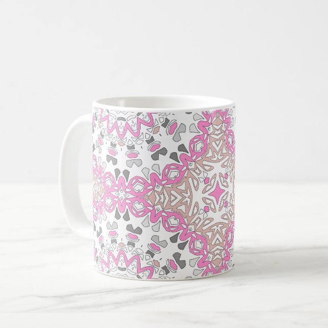 Caneca De Café Ornamento multicolorido mandala caleidoscópio (Frente Esquerda)