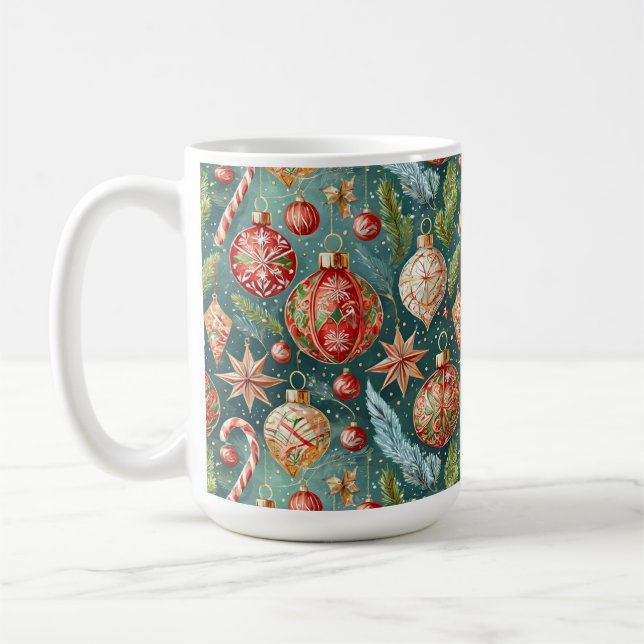 Caneca De Café Ornamentos de Férias (Esquerda)
