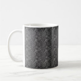 CANECA DE CAFÉ ORNAMENTOS DE NATAL PRETOS E BRANCOS PARA FERIADO