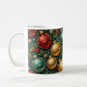Caneca De Café Ornamentos Retro Sem Costura Padrão de Natal