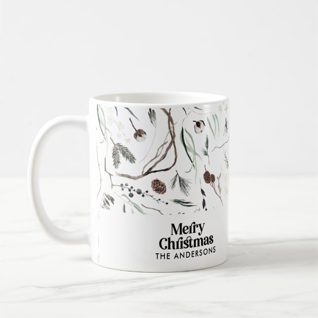 Caneca De Café Orquestra botânica moderna elegante de Natal (Esquerda)