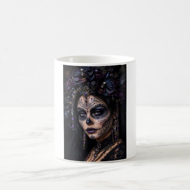 Caneca De Café Orquídea Âmbar Calavera – Caveira de Açúcar Gótica (Centro)