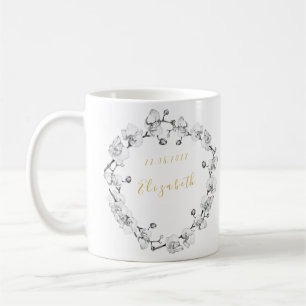 Caneca De Café Orquídea Branca Elegante Nome do Sonho Fúria de 
