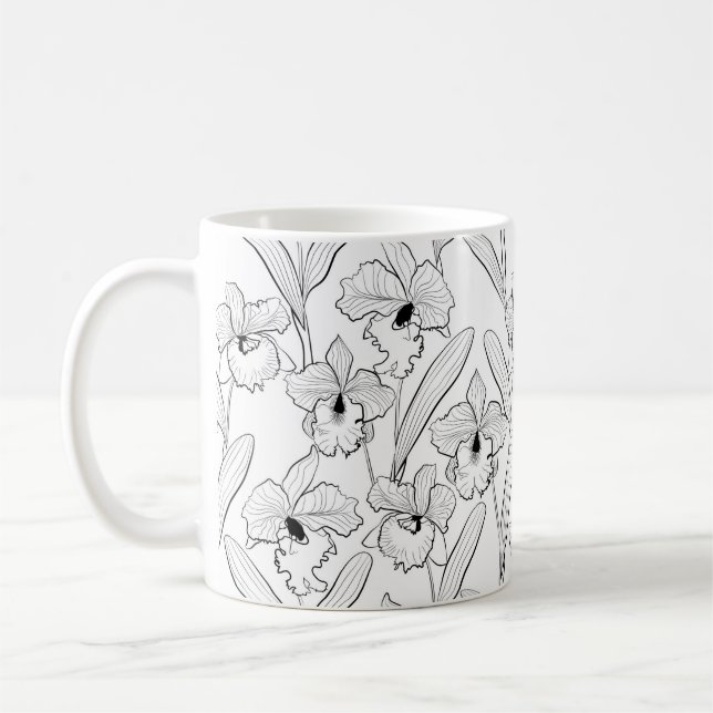 Caneca De Café Orquídea, Cattleya, esboço (Esquerda)
