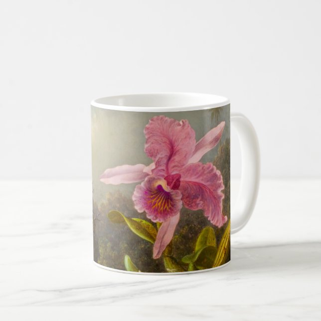 Caneca De Café Orquídea com dois beija-flores (Frente Esquerda)