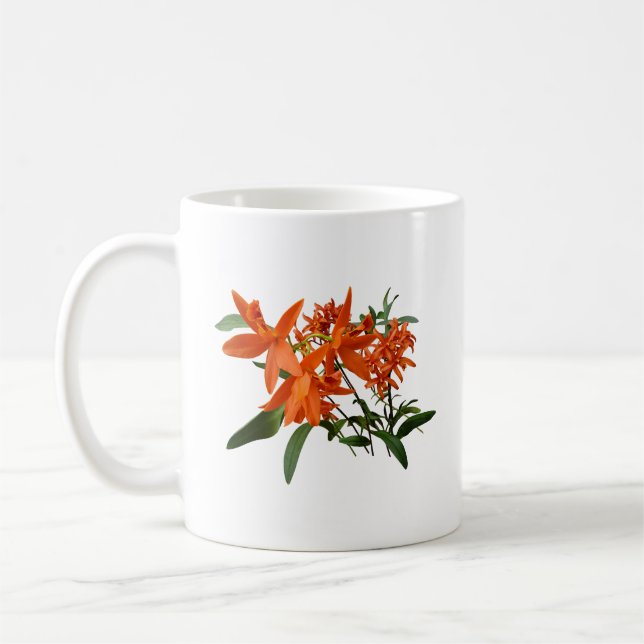 Caneca De Café Orquídea Epidendrum Laranja (Esquerda)