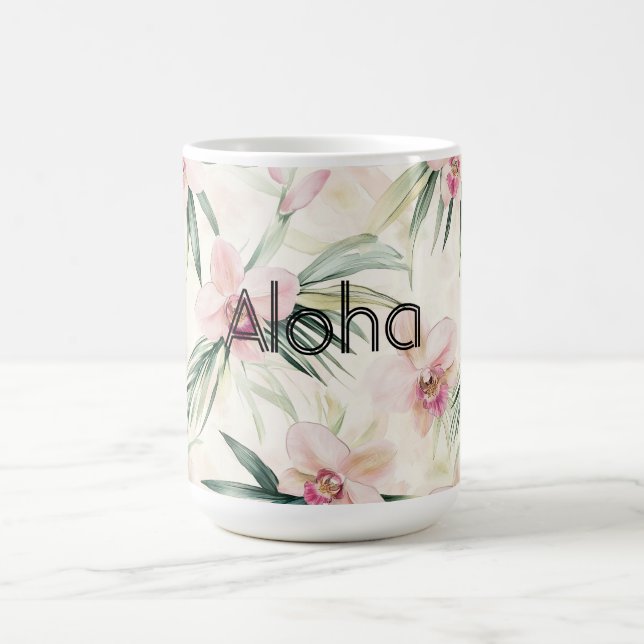 Caneca De Café Orquídea Floral Creme Rubor Rosa   (Centro)