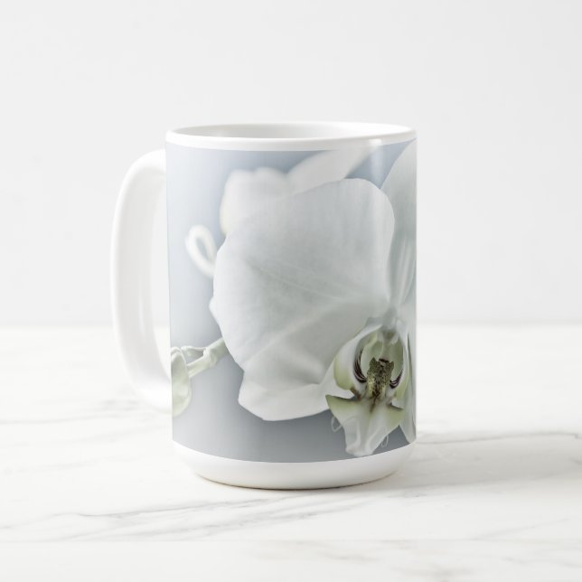 Caneca De Café Orquídea Phalaenopsis Branca (Frente Esquerda)
