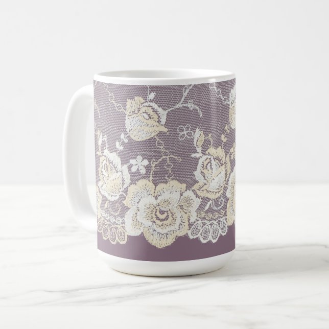 Caneca De Café Orquídea Romântica Roxo Casamento Floral (Frente Esquerda)