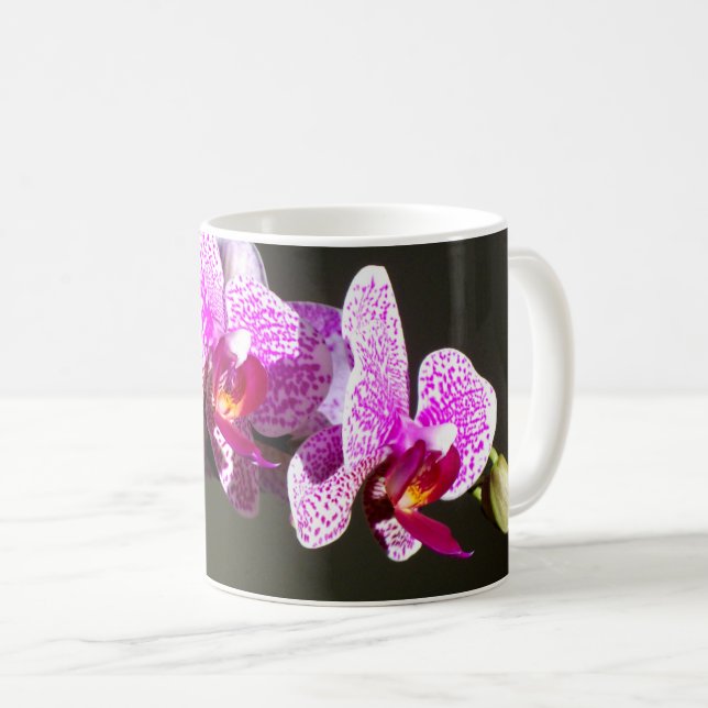 Caneca De Café Orquídea rosa Elegante floral tropical (Frente Esquerda)