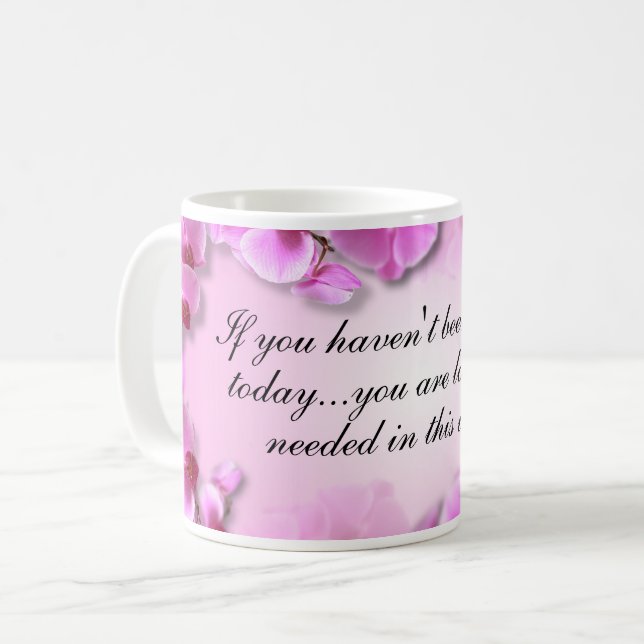 Caneca De Café Orquídea Rosa Inspiradora Personalizada (Frente Esquerda)