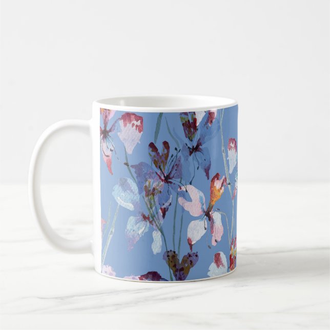 Caneca De Café Orquídea Selvagem Elegância: Luxo Aquarela (Esquerda)