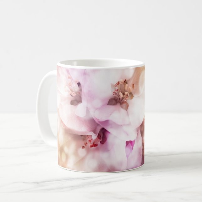 Caneca De Café Orquídeas Brancas e Rosa - Orquídeas Florais Elega (Frente Esquerda)