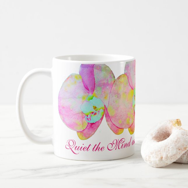 Caneca De Café Orquídeas Caribe, flores aquáticas tropicais (Com Donut)