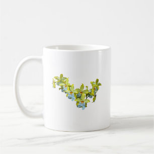 Caneca De Café Orquídeas da Vuylstekeara amarela e branca Coração