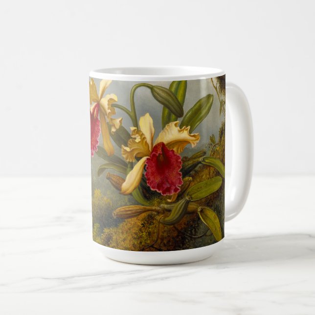 Caneca De Café Orquídeas e Hummingbird (Frente Esquerda)