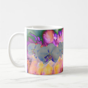 Caneca De Café Orquídeas florais tropicais abstrato