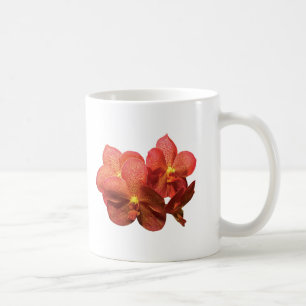 Caneca De Café Orquídeas Laranja Com Traços