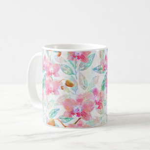 Caneca De Café Orquídeas rosa.