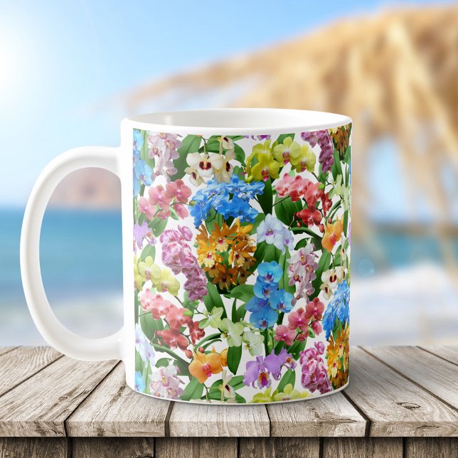 Caneca De Café Orquídeas Tropicais Florais Lindas (Criador carregado)