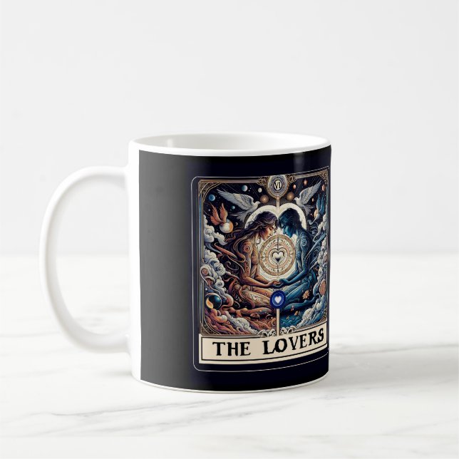 Caneca De Café Os amantes Tarot Celestial Man & Woman Soulmates (Esquerda)