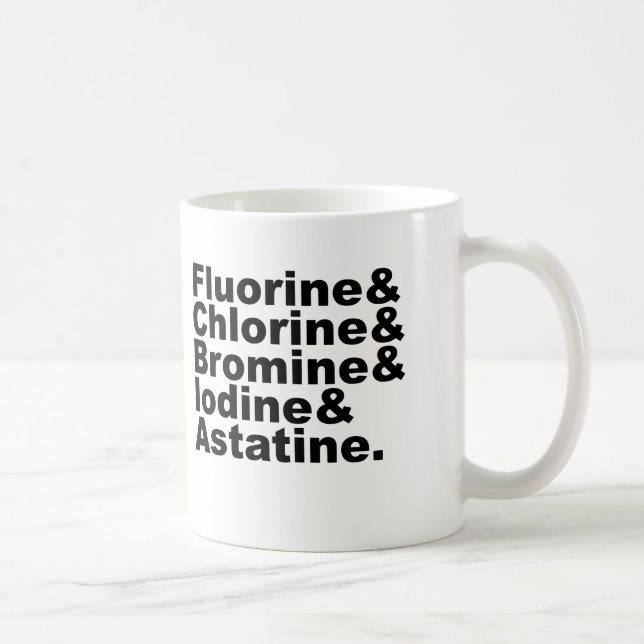 Caneca De Café Os Cinco Halogênios da Química | Cloro Bromo (Direita)