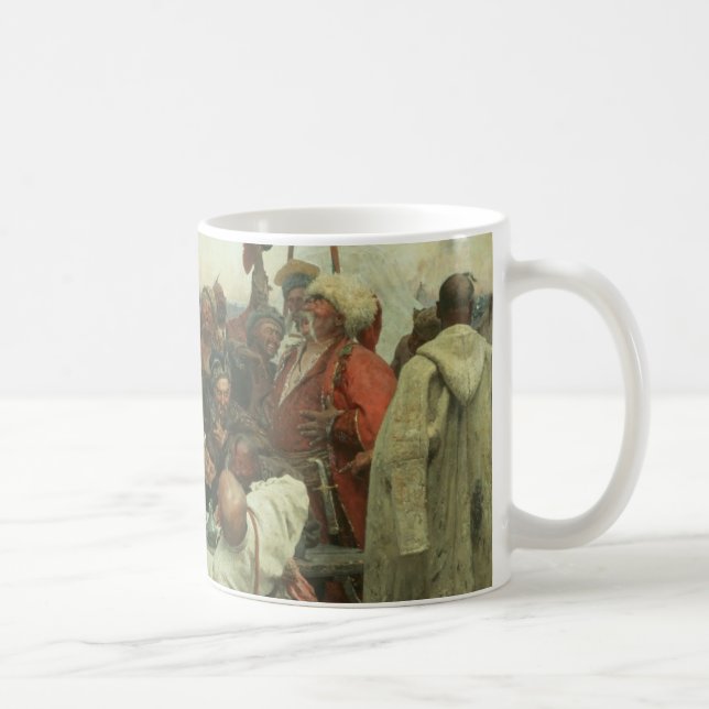 Caneca De Café Os Cossacks de Zaporozhye escrevendo uma letra (Direita)