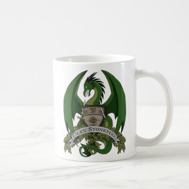 Caneca De Café Os dragões de Stonefire Crest (dragão verde) a (Direita)