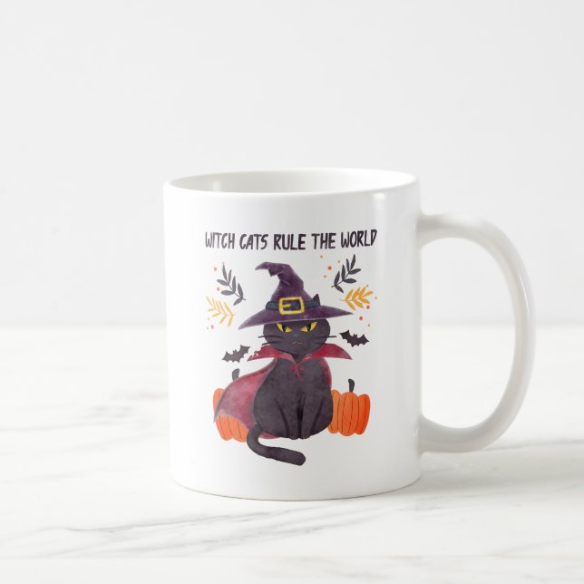 Caneca De Café Os Gatos de Bruxas Governam O Mundo (Direita)