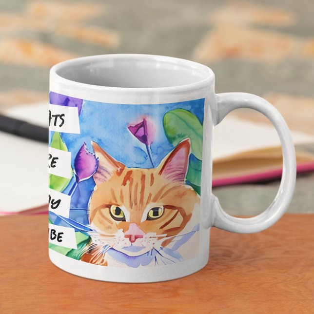 Caneca De Café Os gatos são a minha tribo | Laranja Gato e Flores (Criador carregado)