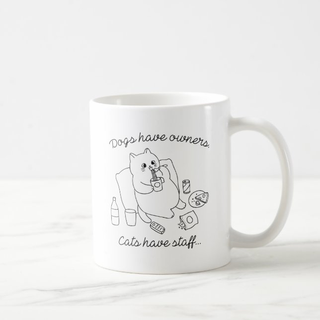 Caneca De Café Os Gatos Têm Funcionarios (Direita)