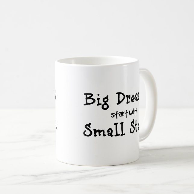 Caneca De Café Os grandes sonhos começam com pequenos passos (Frente Esquerda)