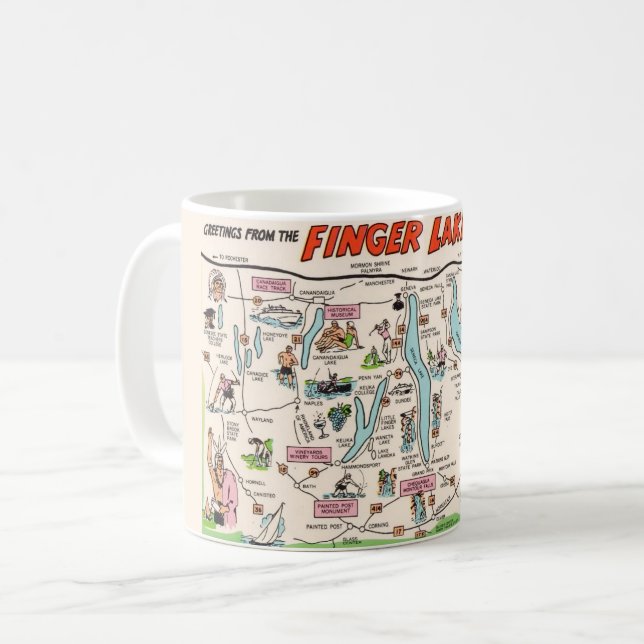 Caneca De Café Os Lagos Finger de Nova York (Frente Esquerda)