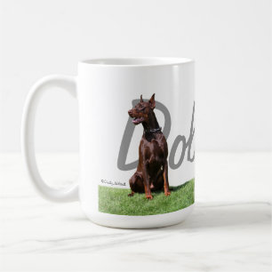 Caneca De Café Os Pinschers vermelhos do Doberman com raça