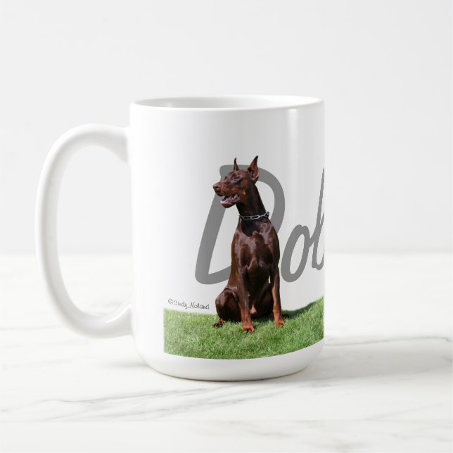 Caneca De Café Os Pinschers vermelhos do Doberman com raça (Esquerda)