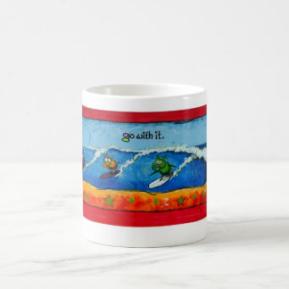 Caneca De Café Os porcos surfando "vão com ele "