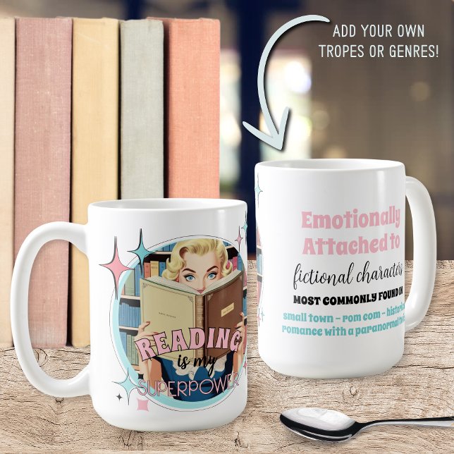 Caneca De Café Os retro-livros engraçados trazem presentes para e (Fun and unique book lovers gift ideas for her with vintage retro bookish quote saying tropes genres)