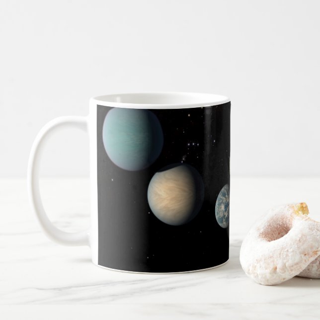 Caneca De Café Os Sete Planetas Terrestres De Trapist-1 (Com Donut)